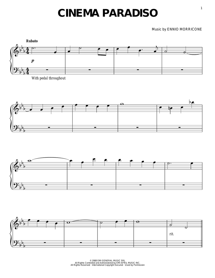 Cinema Paradiso Cinema Paradiso Piano Solo scores gallery preview page 1