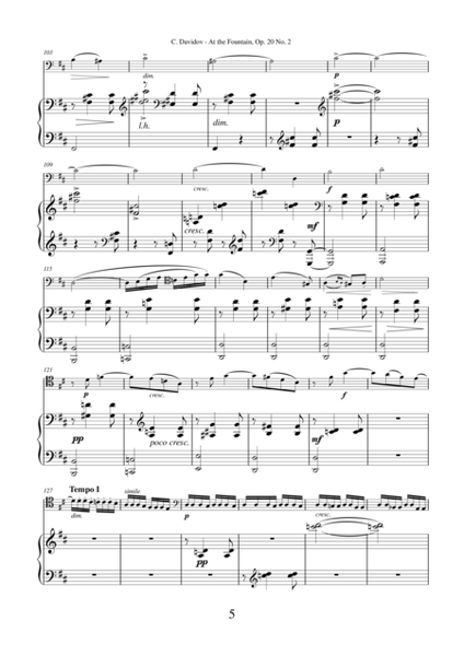 At the Fountain Op.20 No.2 by Carl Davidov for cello and piano
