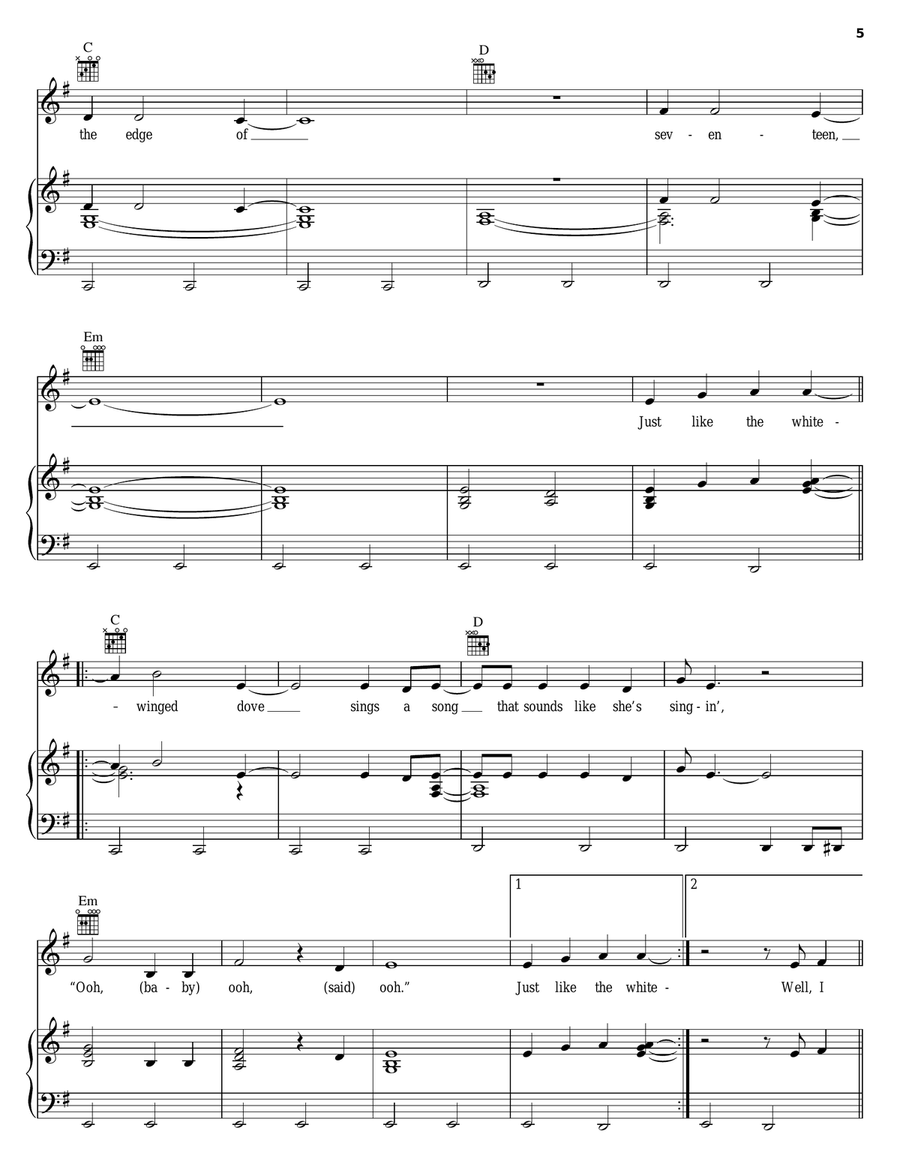 Edge Of Seventeen Piano, Vocal, Guitar scores gallery preview page 5
