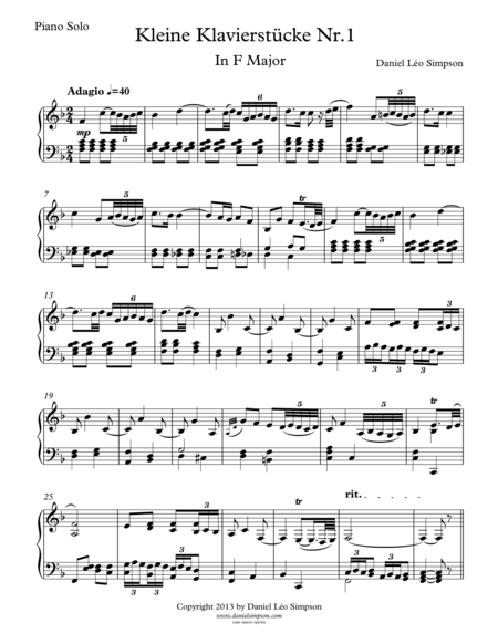Kleine Klavierstücke Nr.1 in F major for Piano solo image number null