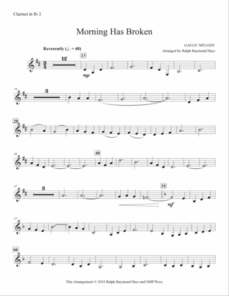 Morning Has Broken (for clarinet quartet) Clarinet Quartet scores gallery preview page 6