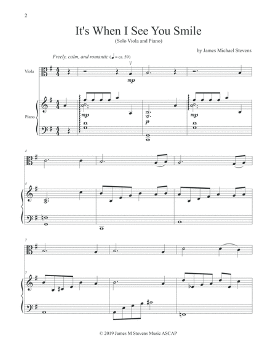 It's When I See You Smile - Viola & Piano Viola scores gallery preview page 2