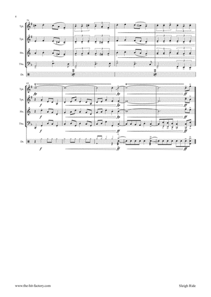 Sleigh Ride - Easy Swing - Brass Quartet