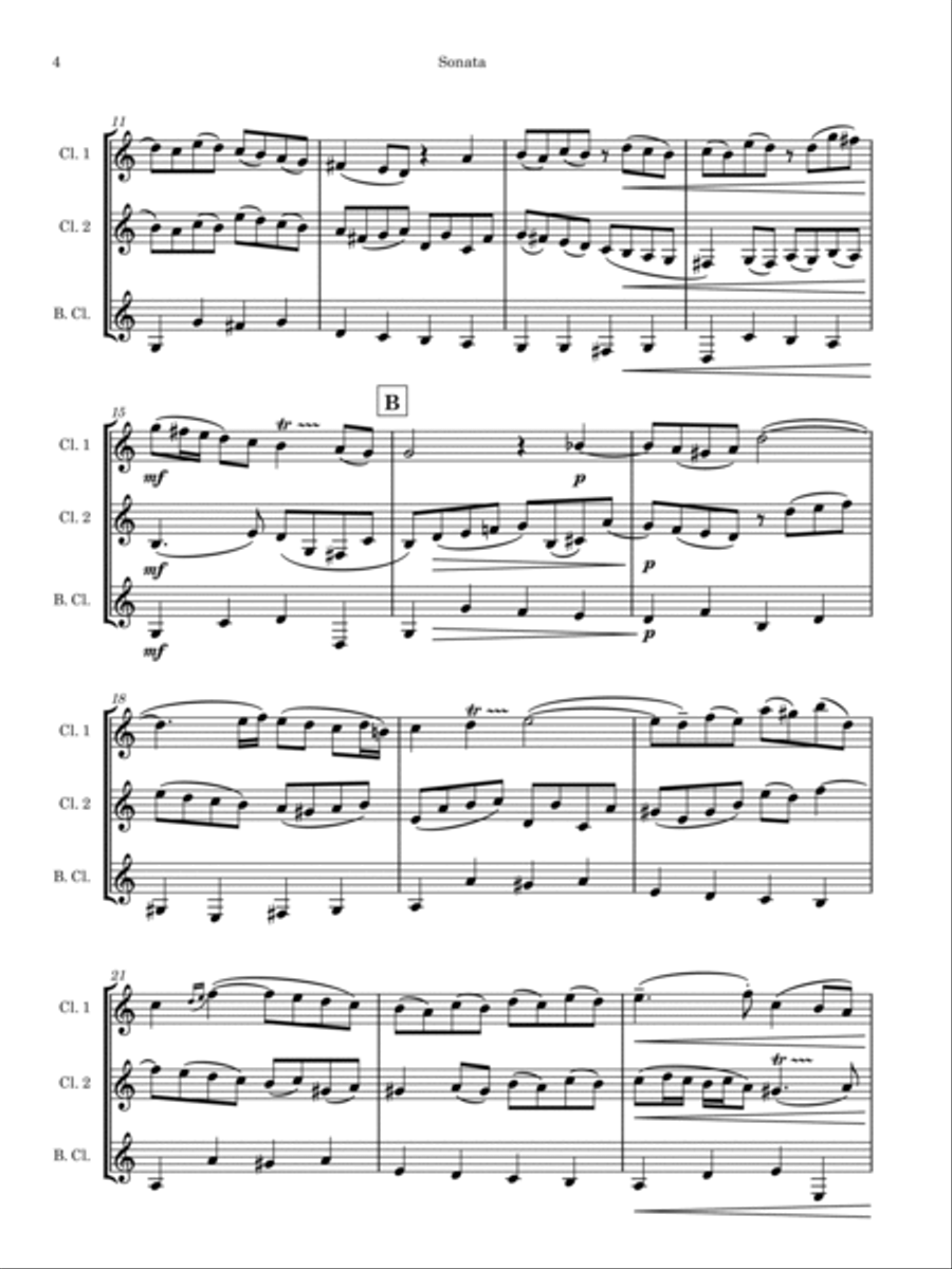 Andante from Bach Violin Sonata - For Clarinet Trio Clarinet Trio scores gallery preview page 4