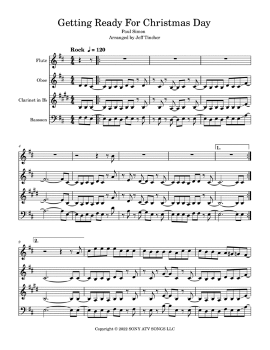 Getting Ready For Christmas Day Woodwind Quartet scores gallery preview page 2