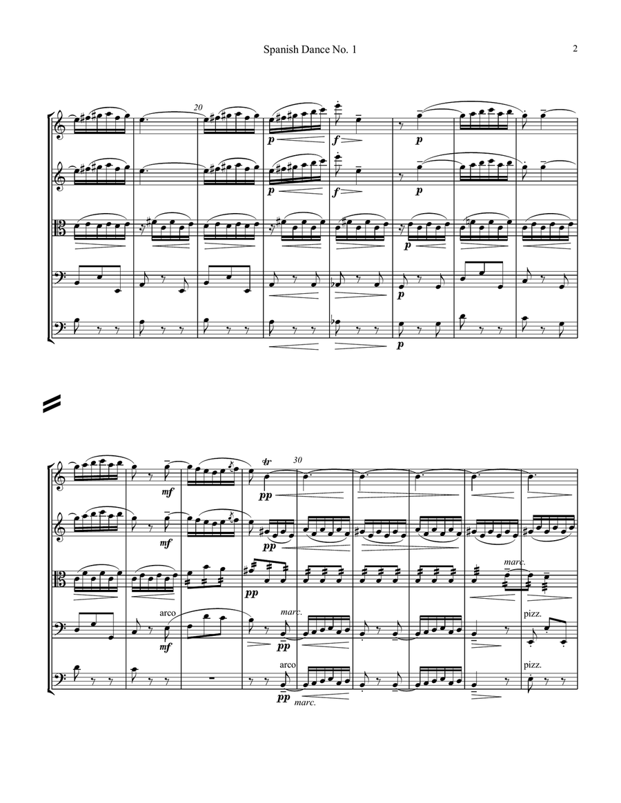 Spanish Dance No. 1, Danza from La vida breve for string orchestra (string quintet) String Orchestra scores gallery preview page 3