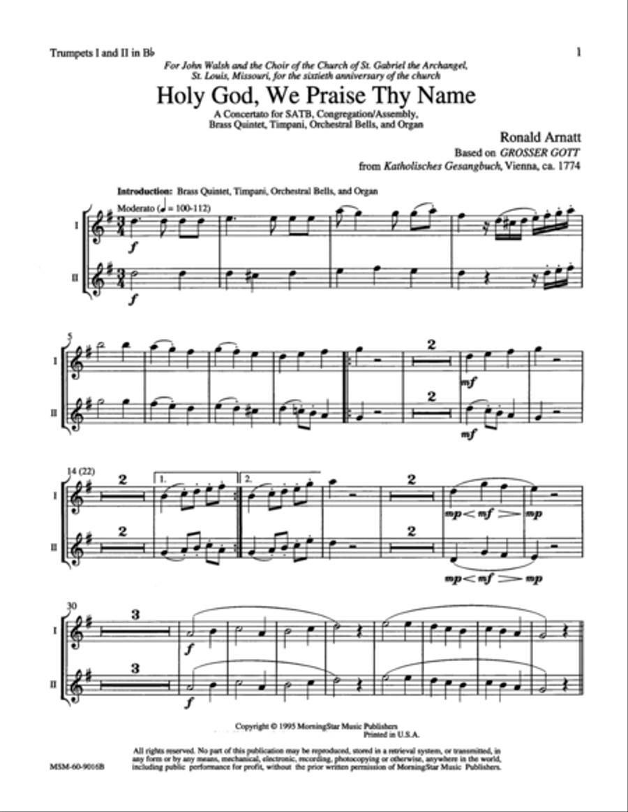 Holy God, We Praise Thy Name Choir scores gallery preview page 1