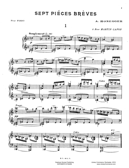 Sept pieces breves, pour piano