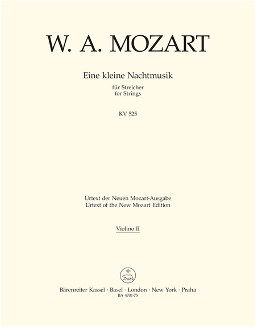 Book cover for Eine kleine Nachtmusik for Strings and Winds G major KV 525