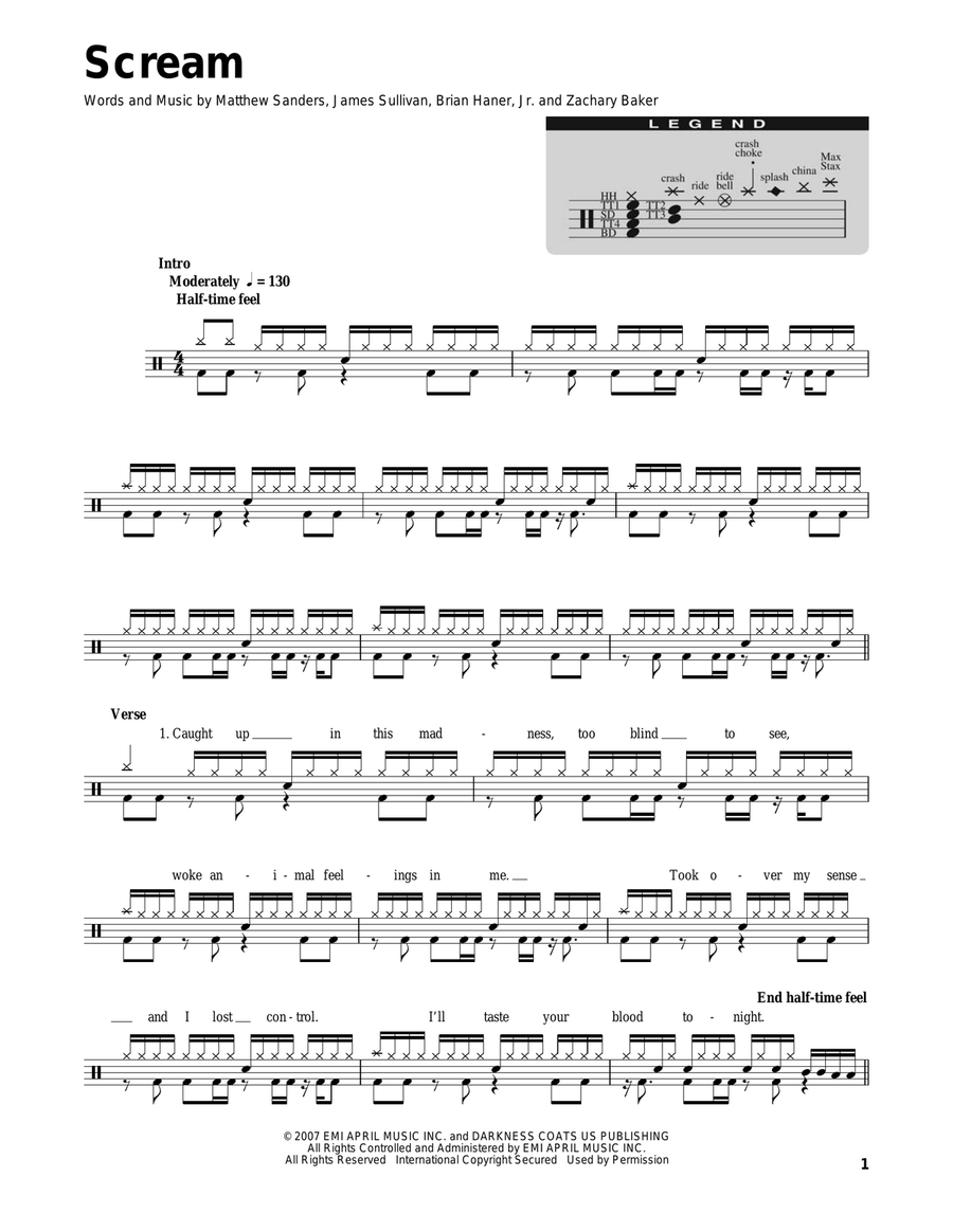 Scream Drum Set scores gallery preview page 1