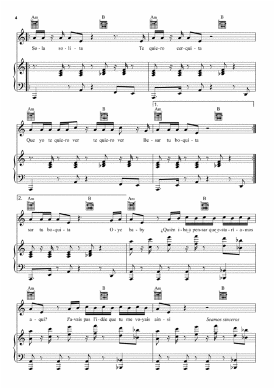 Solo Quiero Piano, Vocal, Guitar scores gallery preview page 4
