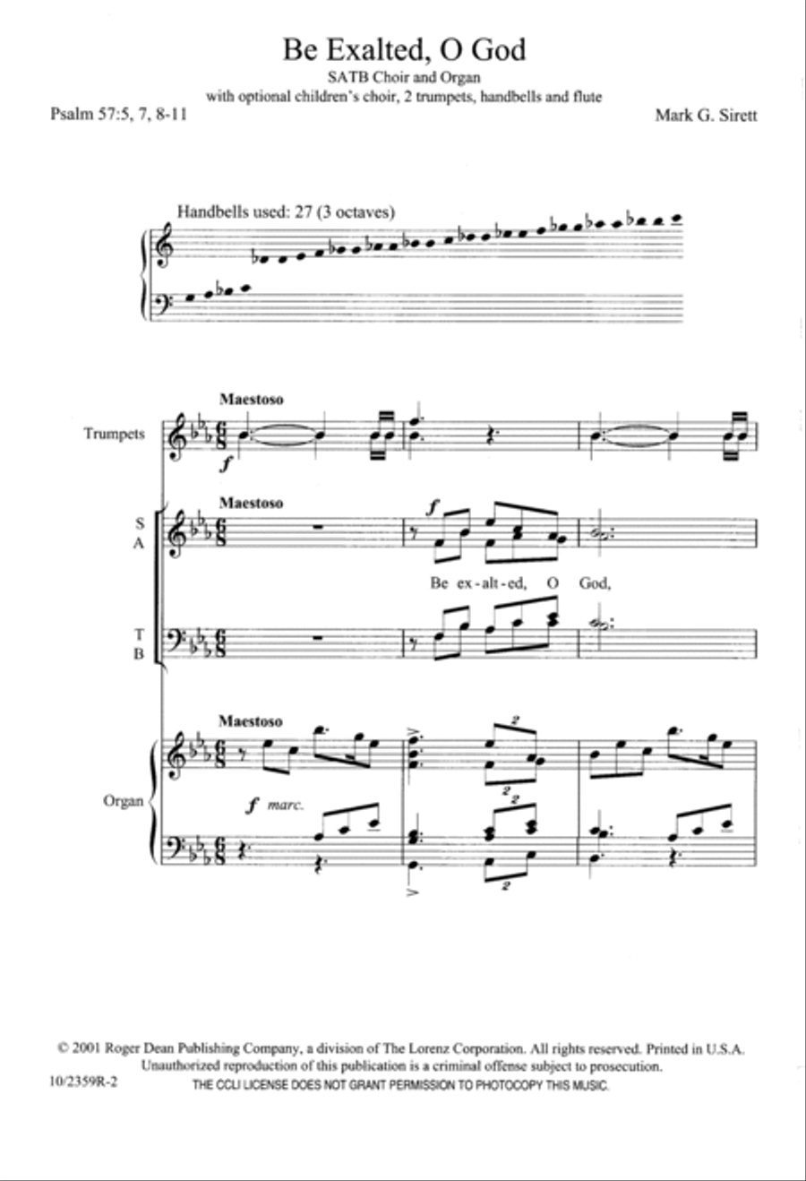 Be Exalted, O God 4-Part scores gallery preview page 2