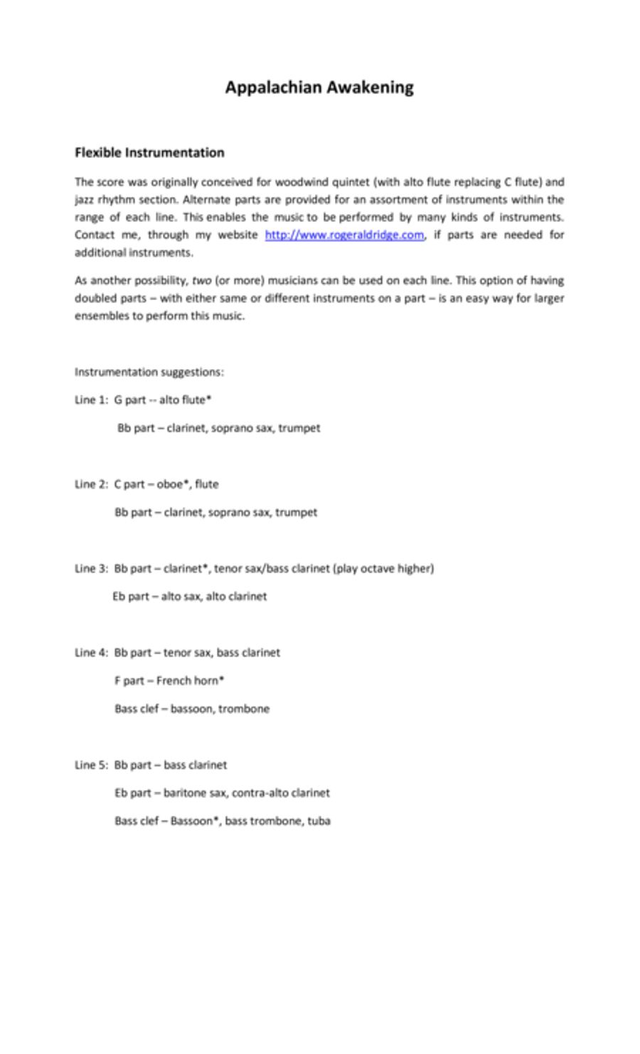 Appalachian Awakening Parts Jazz Ensemble scores gallery preview page 1