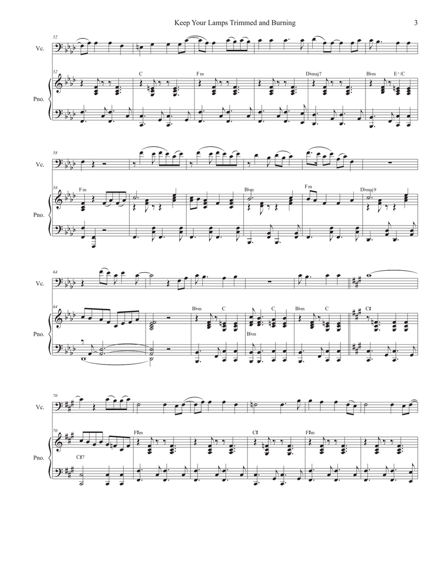 Keep Your Lamps Trimmed And Burning (Cello solo and Piano) Piano scores gallery preview page 3