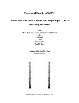 Concerto for Two Oboe d’amore in G Major, Op. 7 No. 5 and String Orchestra