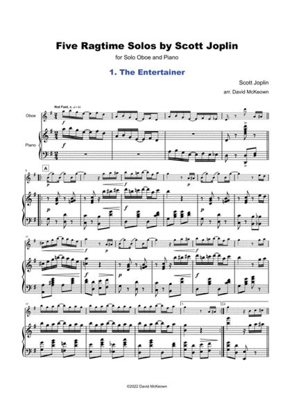 Five Ragtime Solos by Scott Joplin for Oboe and Piano