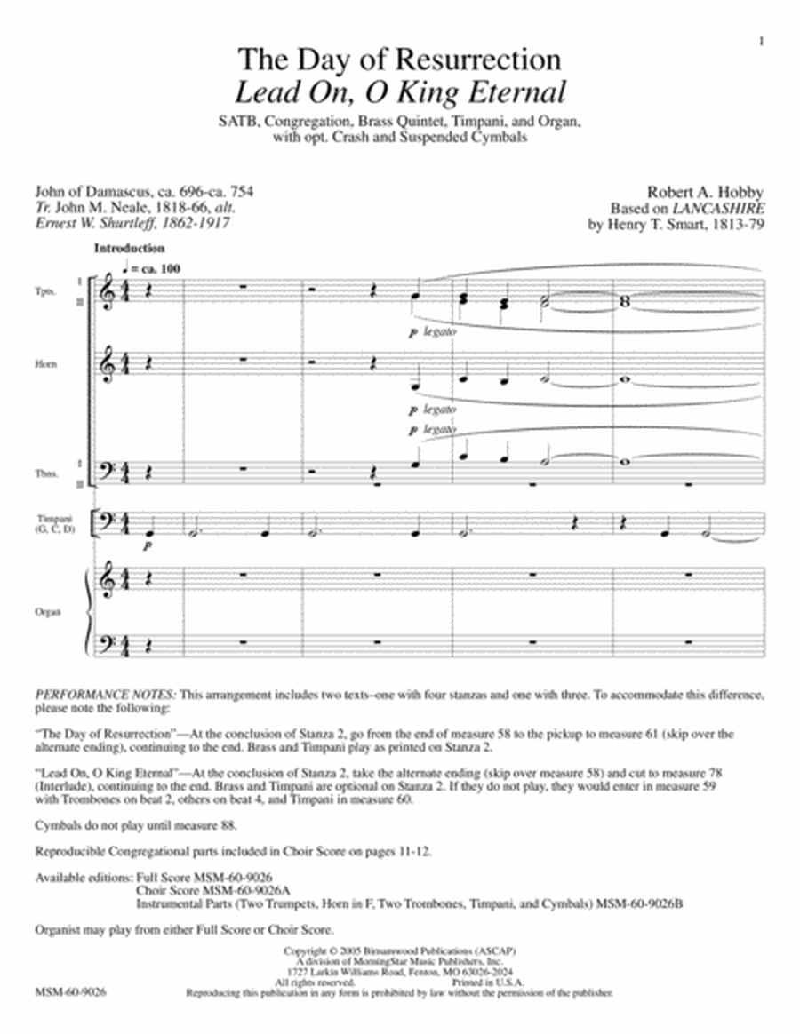 The Day of Resurrection Lead On, O King Eternal (Full Score) image number null