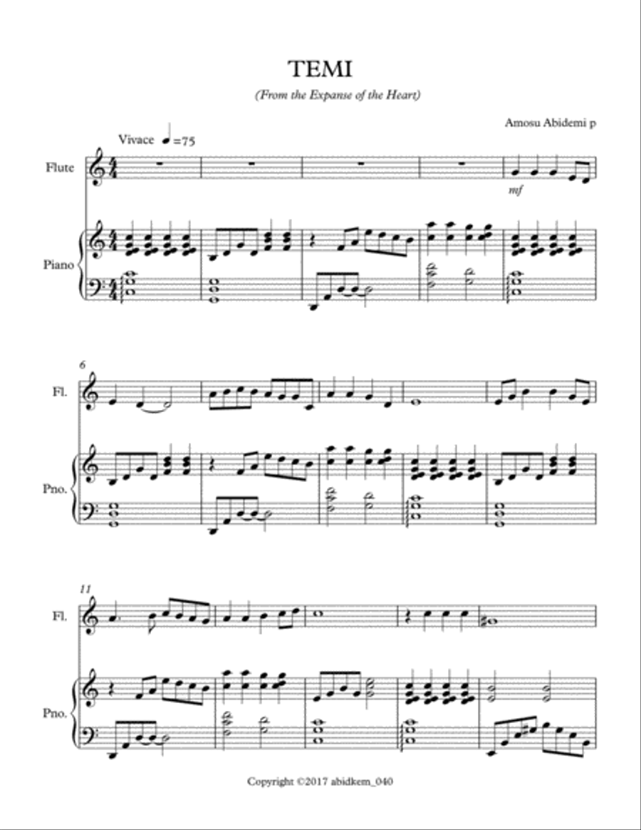 TEMI (a native African Composition ) Flute Solo scores gallery preview page 1