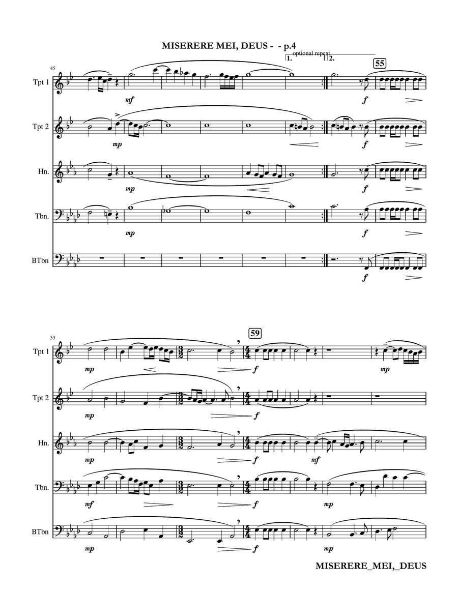 Miserere Mei Deus - Gregorio Allegri - Brass Quintet Brass Quintet scores gallery preview page 4