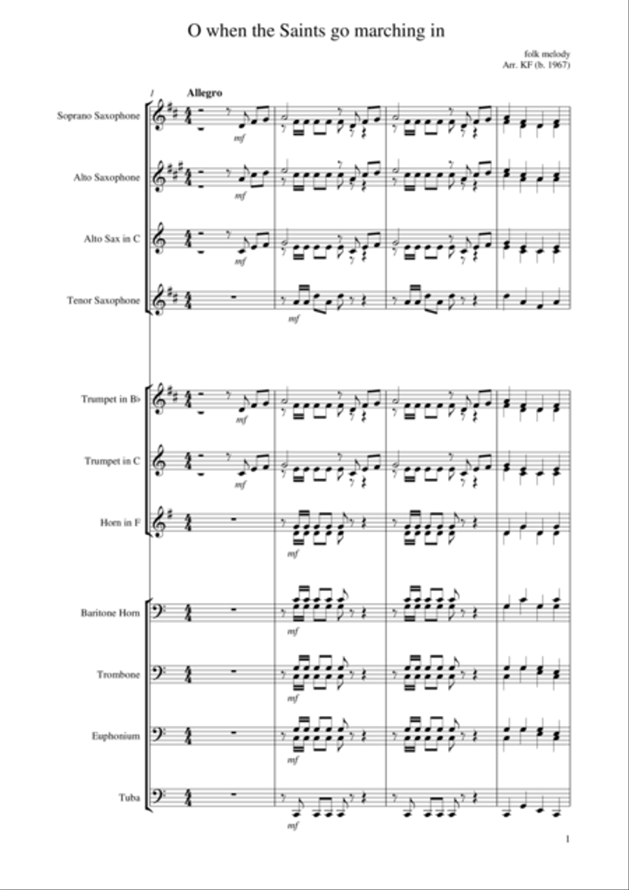O when the saints Brass Ensemble scores gallery preview page 1