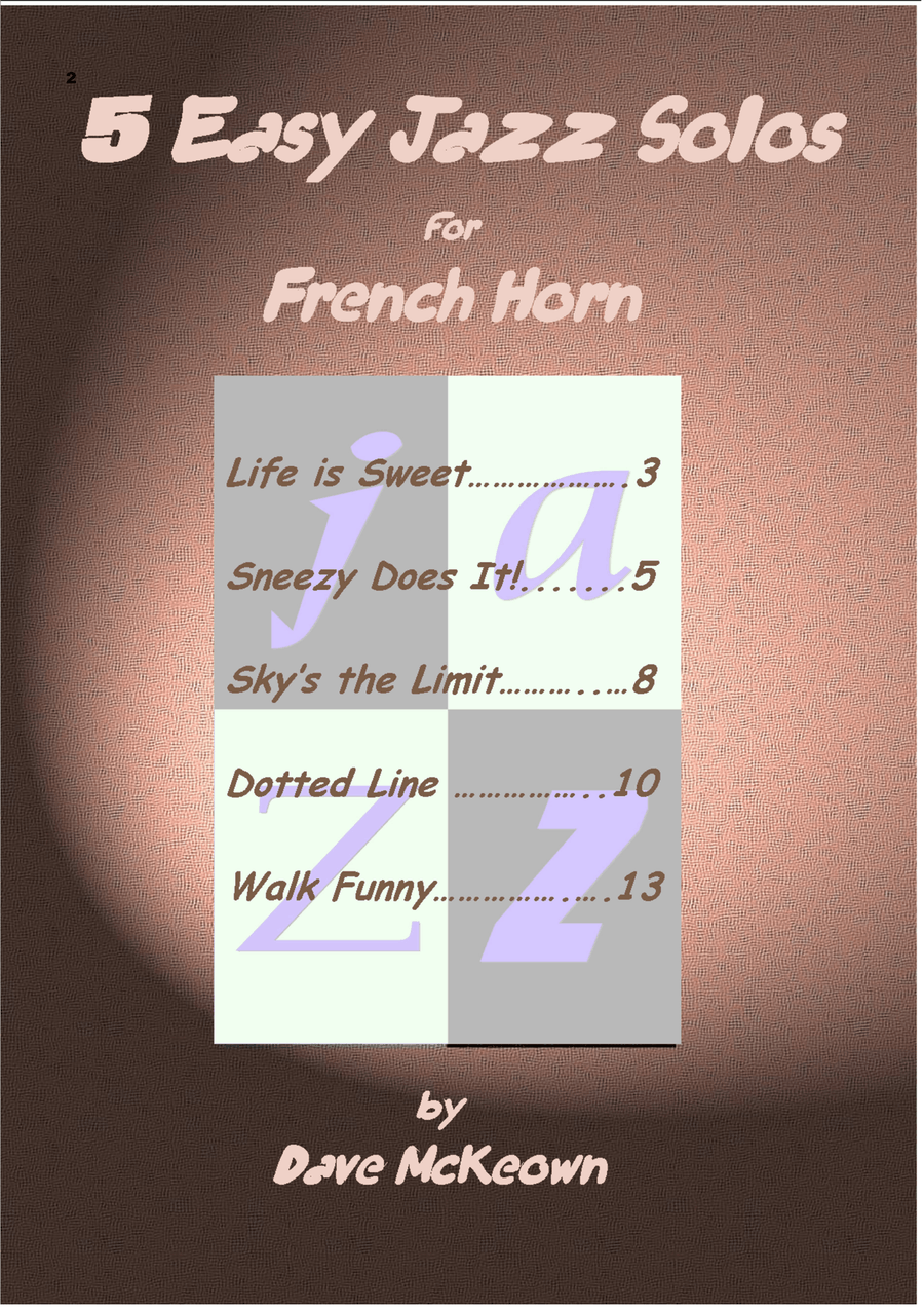 5 Easy Jazz Solos for Horn in F and Piano Piano scores gallery preview page 2