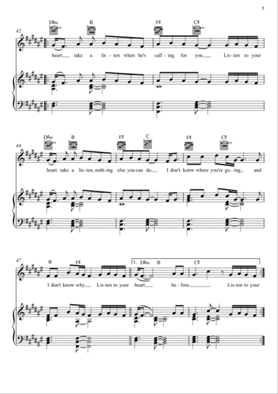Listen To Your Heart Voice scores gallery preview page 5