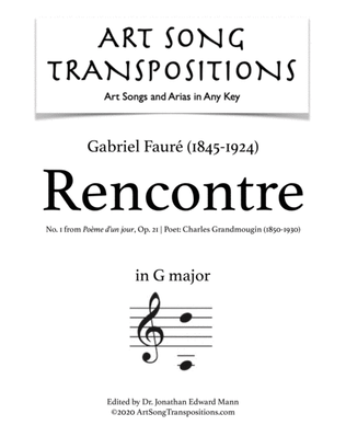 Book cover for FAURÉ: Rencontre, Op. 21 no. 1 (transposed to G major)