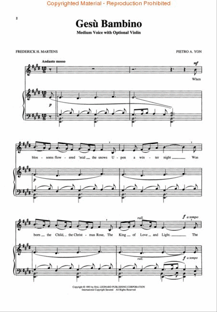 Gesu Bambino – Medium Voice Medium Voice scores gallery preview page 2