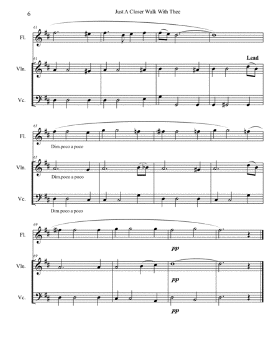 Just A Closer Walk With Thee - Trio (Flute or Clarinet, Violin and Cello) Small Ensemble scores gallery preview page 6