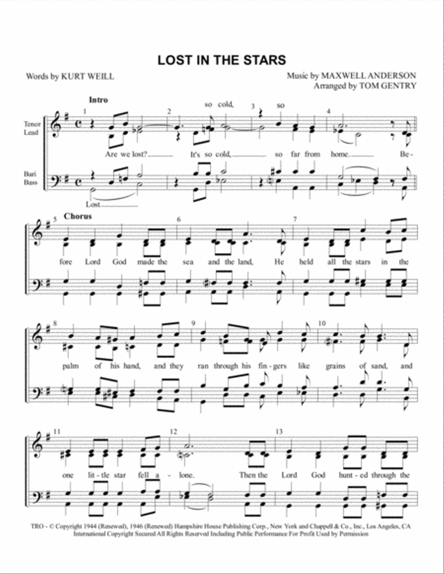 Lost In The Stars 4-Part scores gallery preview page 1