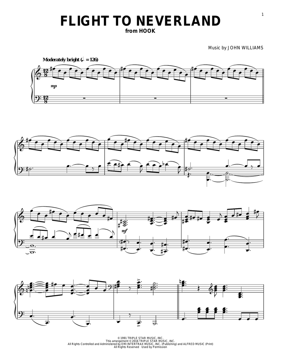 Flight To Neverland Piano Solo scores gallery preview page 1