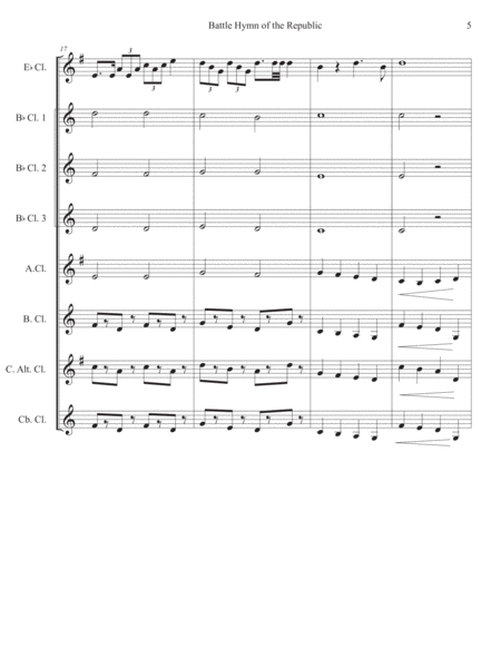 Battle Hymn of the Republic arranged for Clarinet Choir image number null