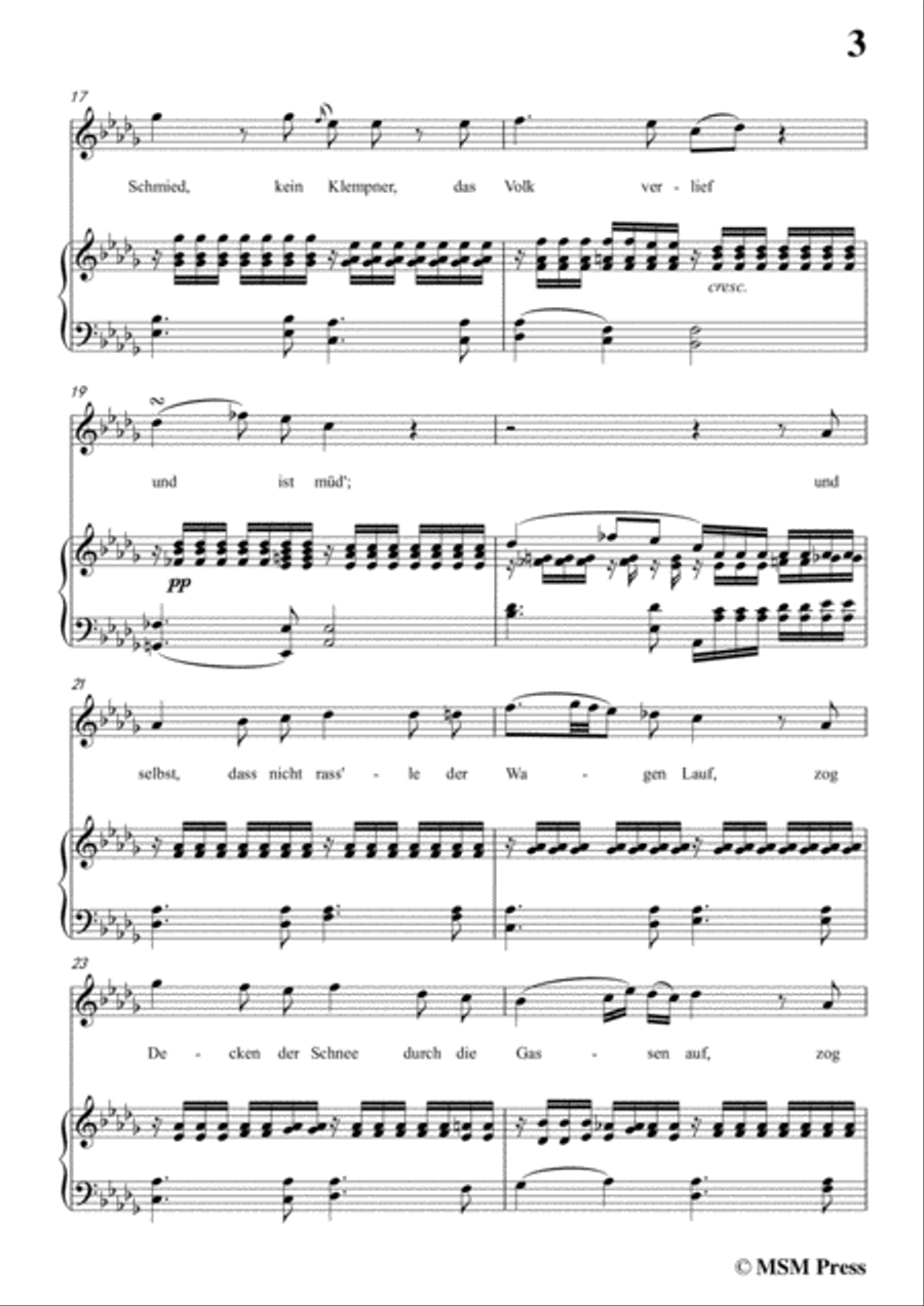 Schubert-Der Winterabend,in D flat Major,D.938,for Voice and Piano Voice Solo scores gallery preview page 5