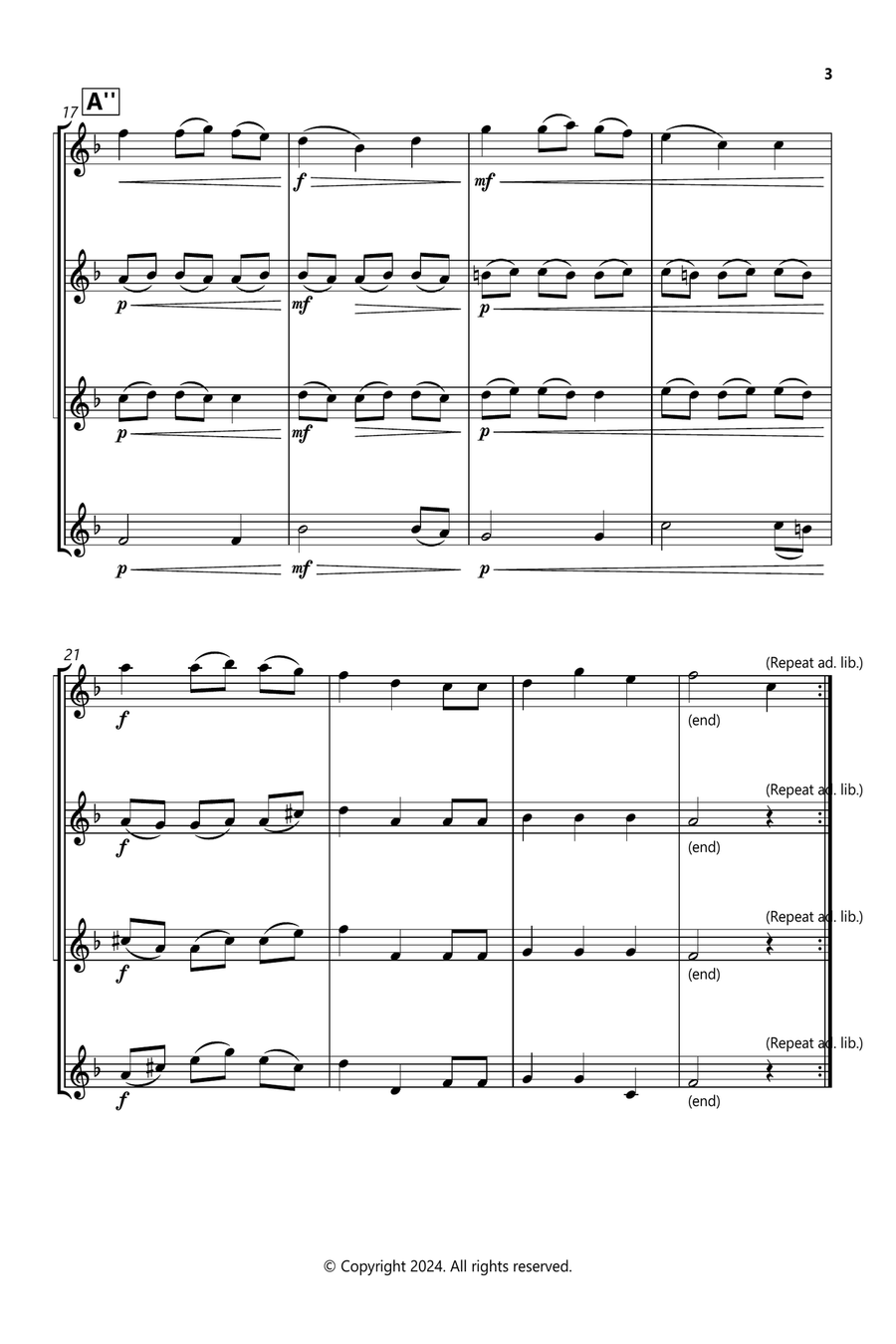 We Wish You A Merry Christmas Clarinet Quartet scores gallery preview page 3