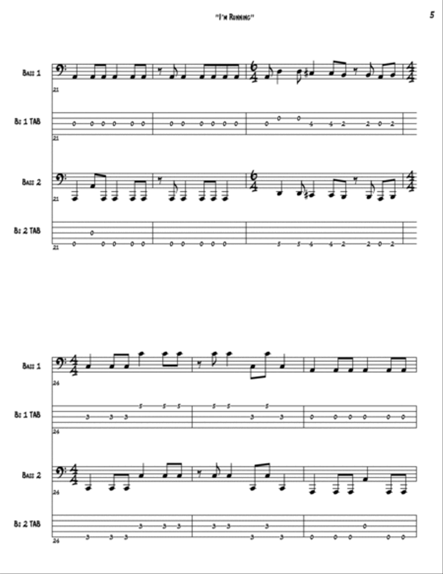 I'm Running Bass Guitar scores gallery preview page 5