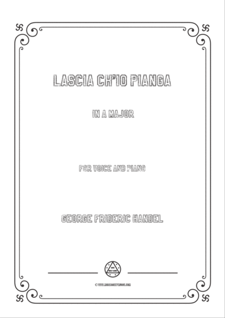 Handel-Lascia ch'io pianga in A Major,for Voice and Piano Voice Solo scores gallery preview page 1