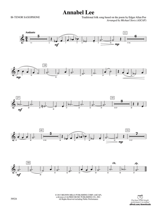 Annabel Lee: B-flat Tenor Saxophone