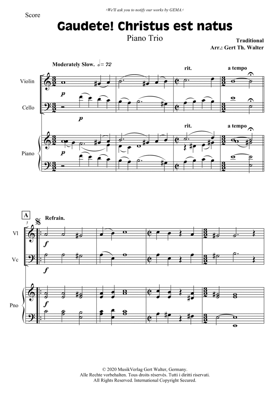 Gaudete! Christus Est Natus Piano Trio scores gallery preview page 1