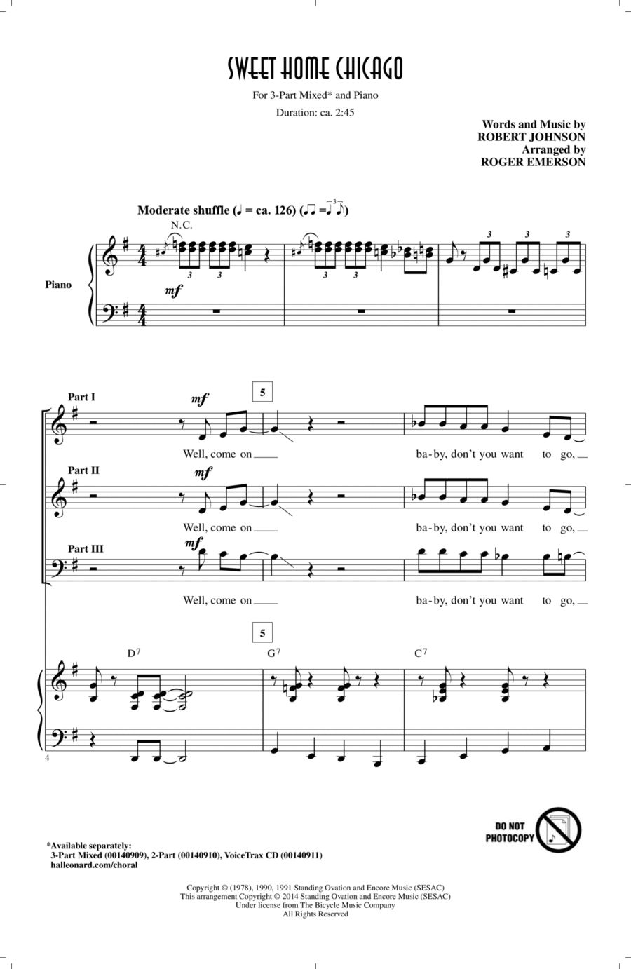 Sweet Home Chicago 3-Part scores gallery preview page 1