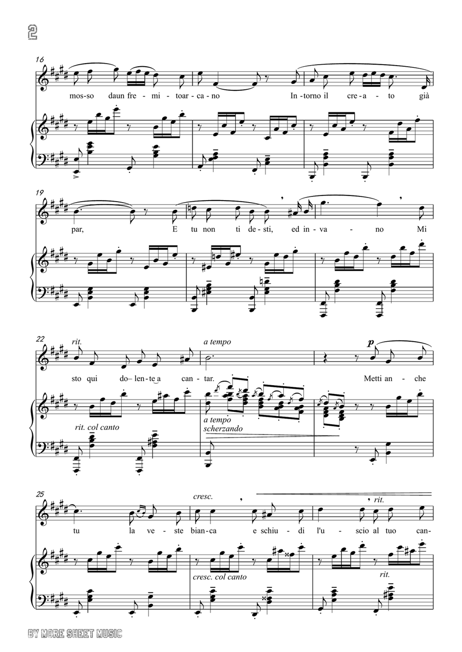 Leoncavallo-Mattinata in E Major,for Voice and Piano Piano, Vocal scores gallery preview page 4