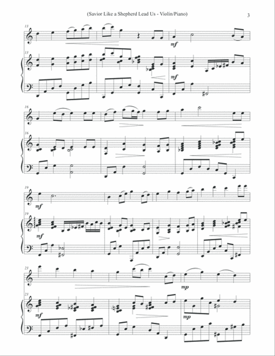 Savior Like a Shepherd Lead Us (Piano & Violin) Savior Like a Shepherd Lead Us (Piano & Violin) Violin Solo scores gallery preview page 3