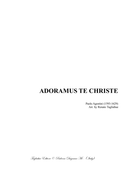 ADORAMUS TE CHRISTE - P. Agostini - Arr. for SSTBar Choir image number null
