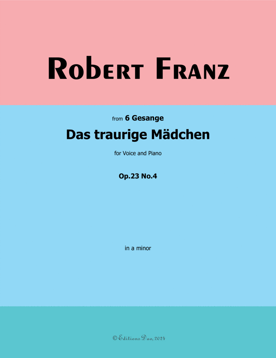 Das traurige Madchen, by Robert Franz, in a minor Voice scores gallery preview page 1