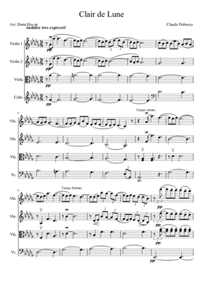 Clair de Lune for String Quartet