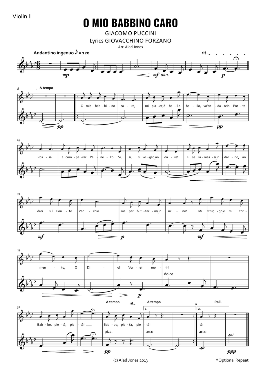 O Mio Babbino Caro for Soprano and String Quartet String Quartet scores gallery preview page 5