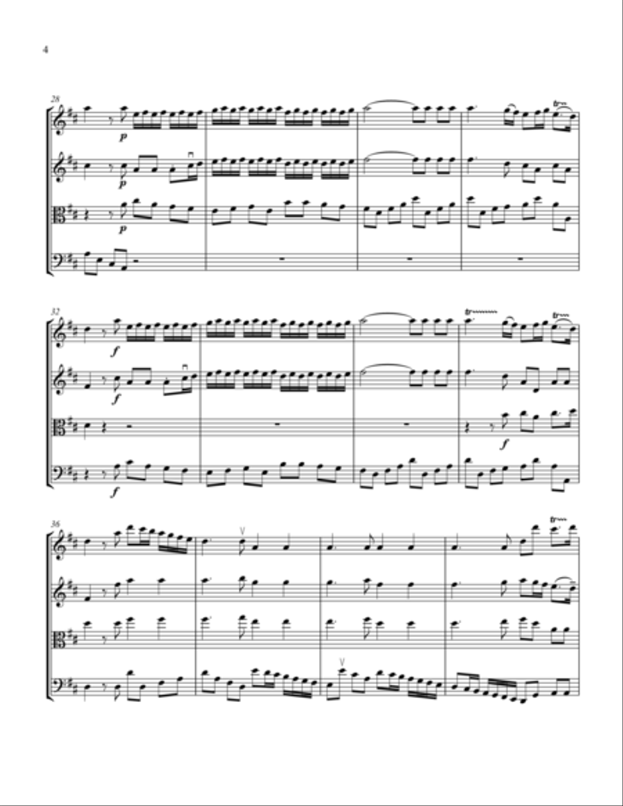 Water Music, Second Suite in D Major (for String Quartet) String Quartet scores gallery preview page 4