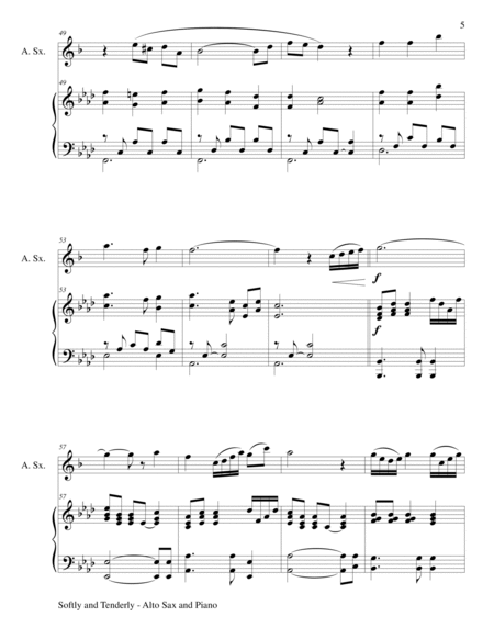 SOFTLY AND TENDERLY (Duet – Alto Sax and Piano/Score and Parts) image number null