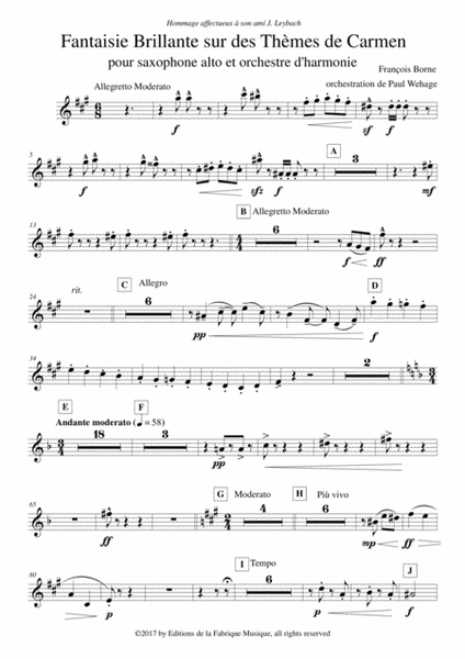 Fantaisie Brillante sur des Thèmes de Carmen for alto saxophone and concert band, Bb trumpet 1 part