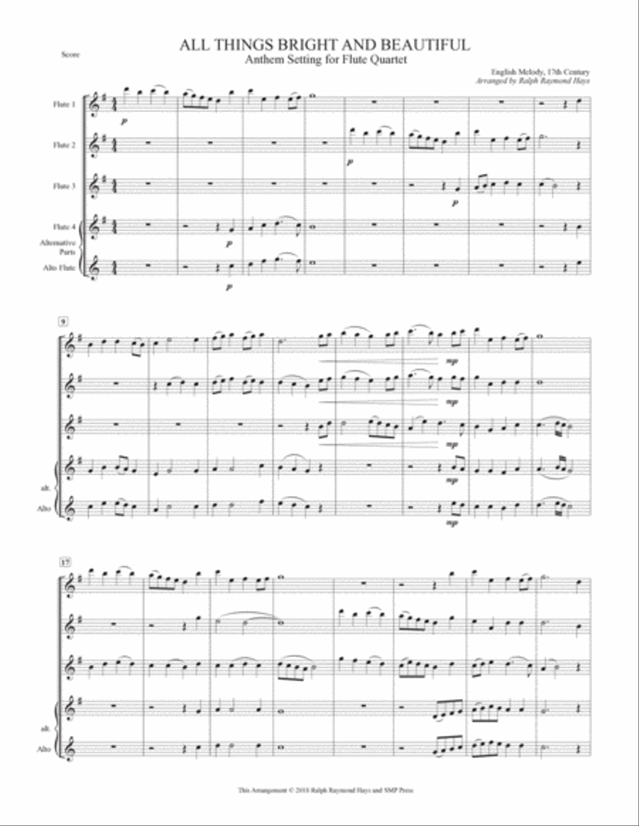 All Things Bright and Beautiful (for flute quartet) Flute Quartet scores gallery preview page 2