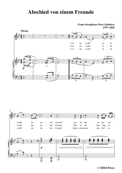 Schubert-Abschied von einem Freunde,in g minor,for Voice&Piano image number null